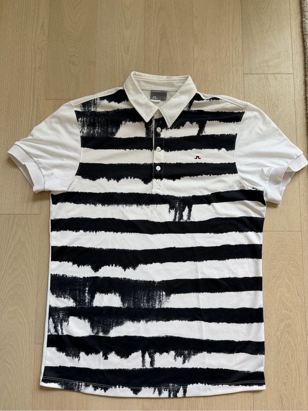 Vintage J.Lindeberg White & Black Drip Golf Polo Shirt Men Medium